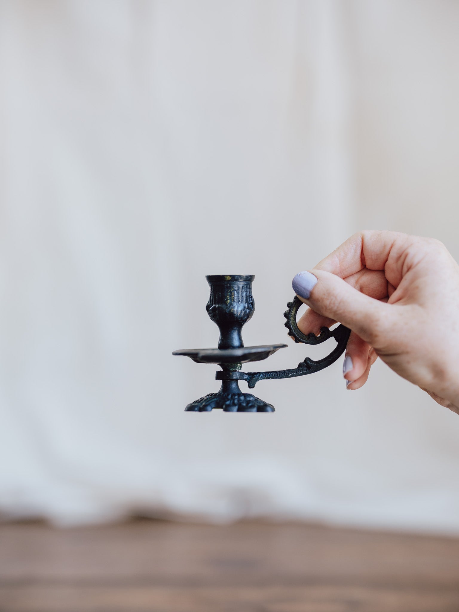 French Art Nouveau Brass Chamber Candlestick