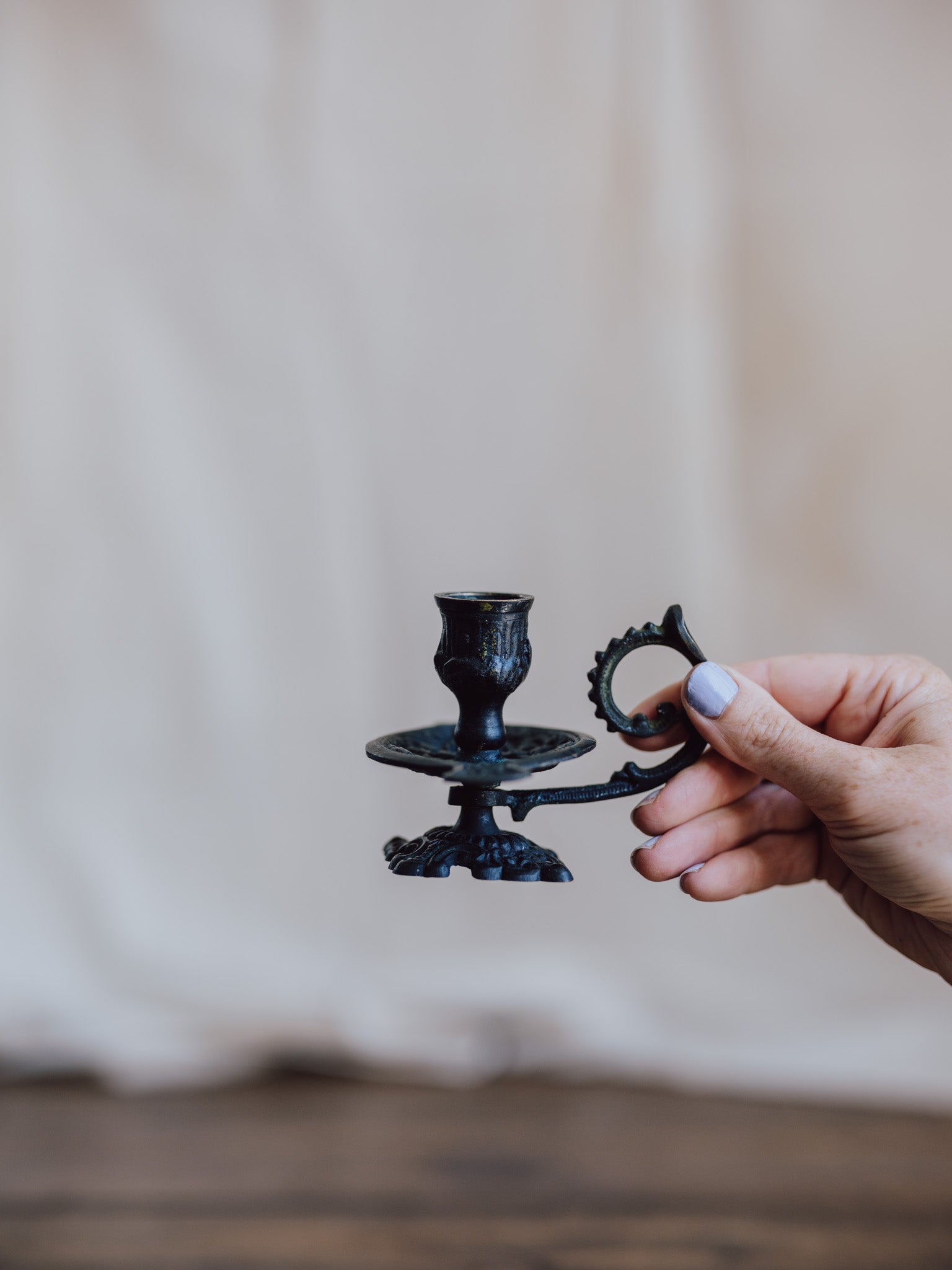 French Art Nouveau Brass Chamber Candlestick