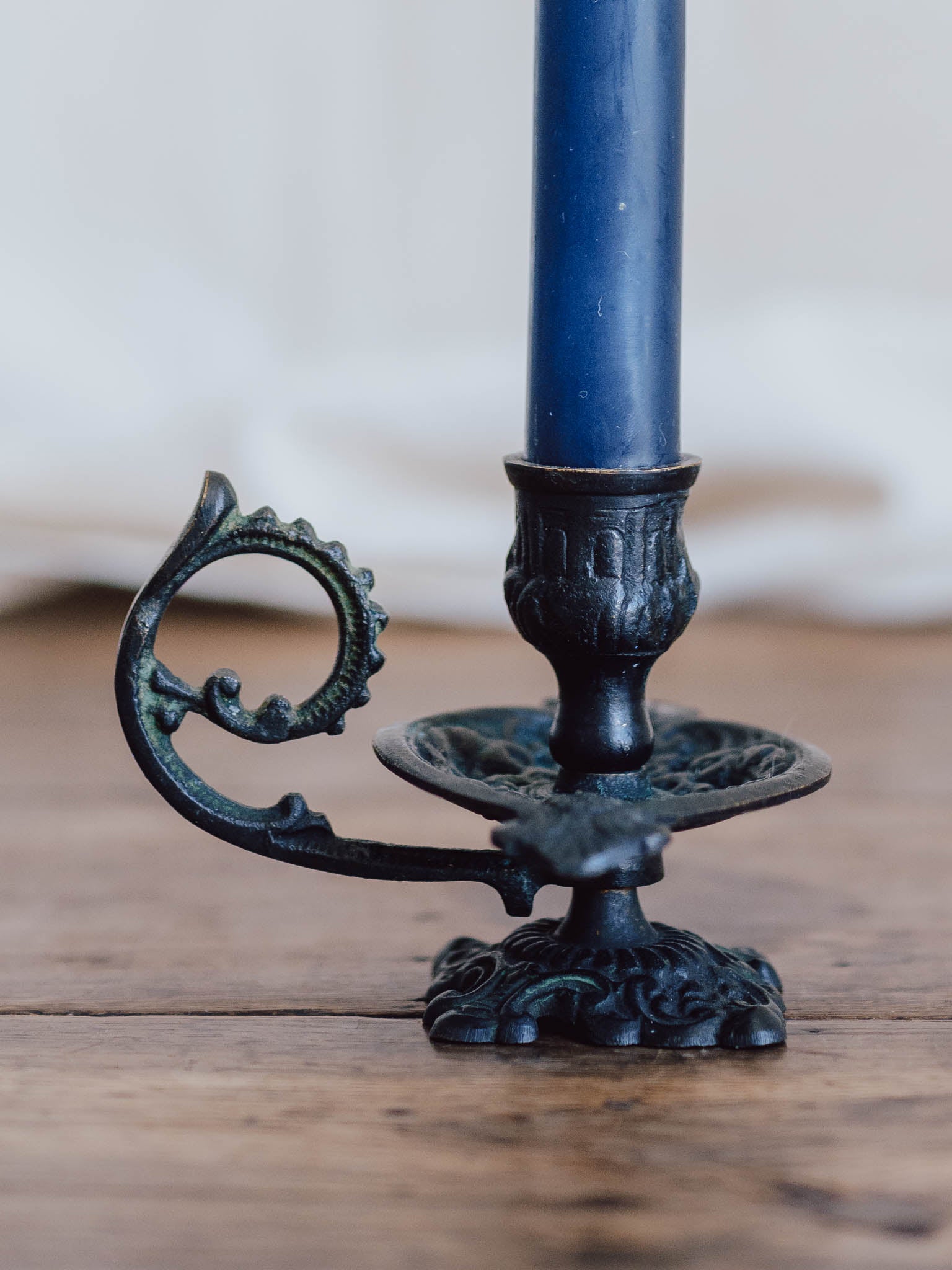 French Art Nouveau Brass Chamber Candlestick