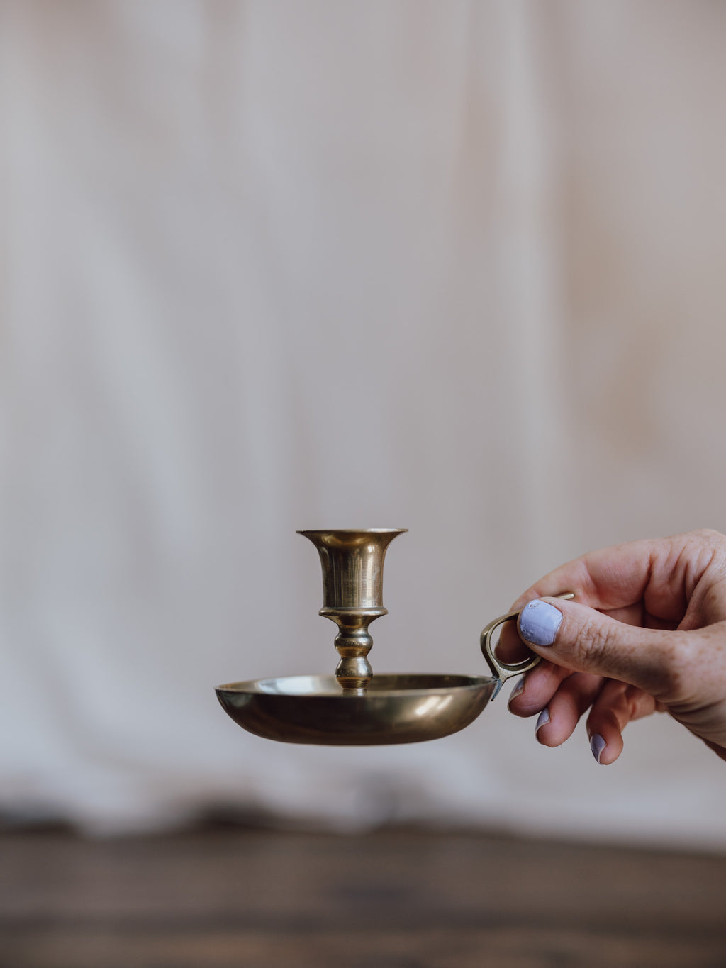 Vintage Brass Finger-Loop Candle Holder