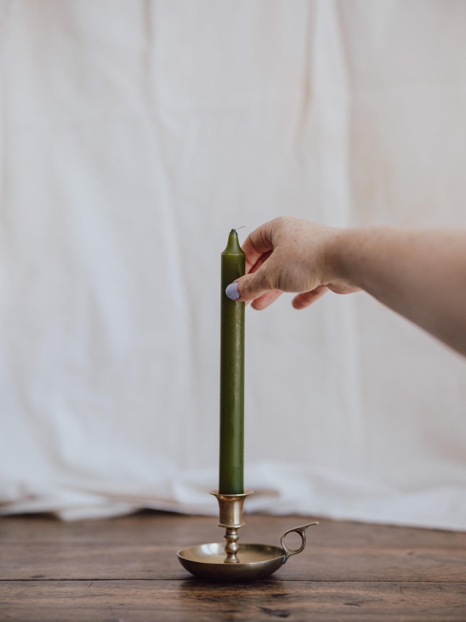 Vintage Brass Finger-Loop Candle Holder