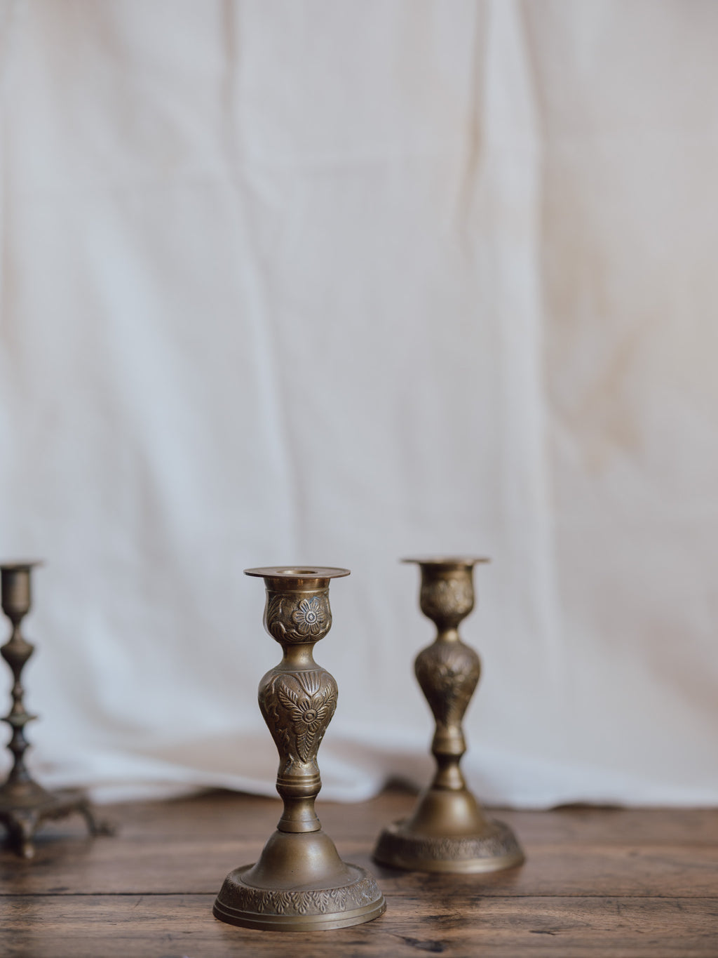 Pair of Solid Brass Candlestick Holders