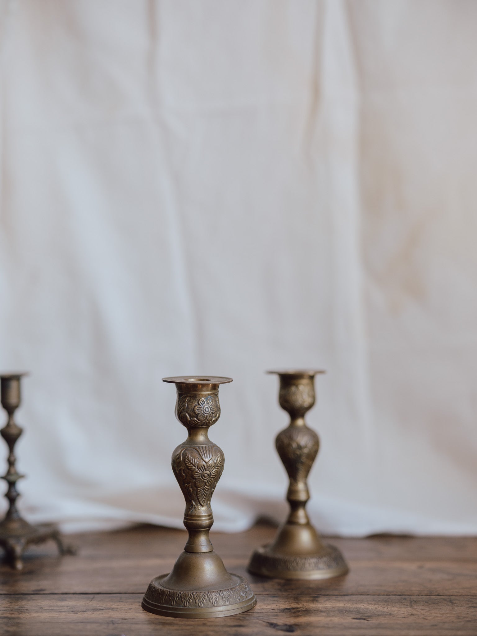 Pair of Solid Brass Candlestick Holders