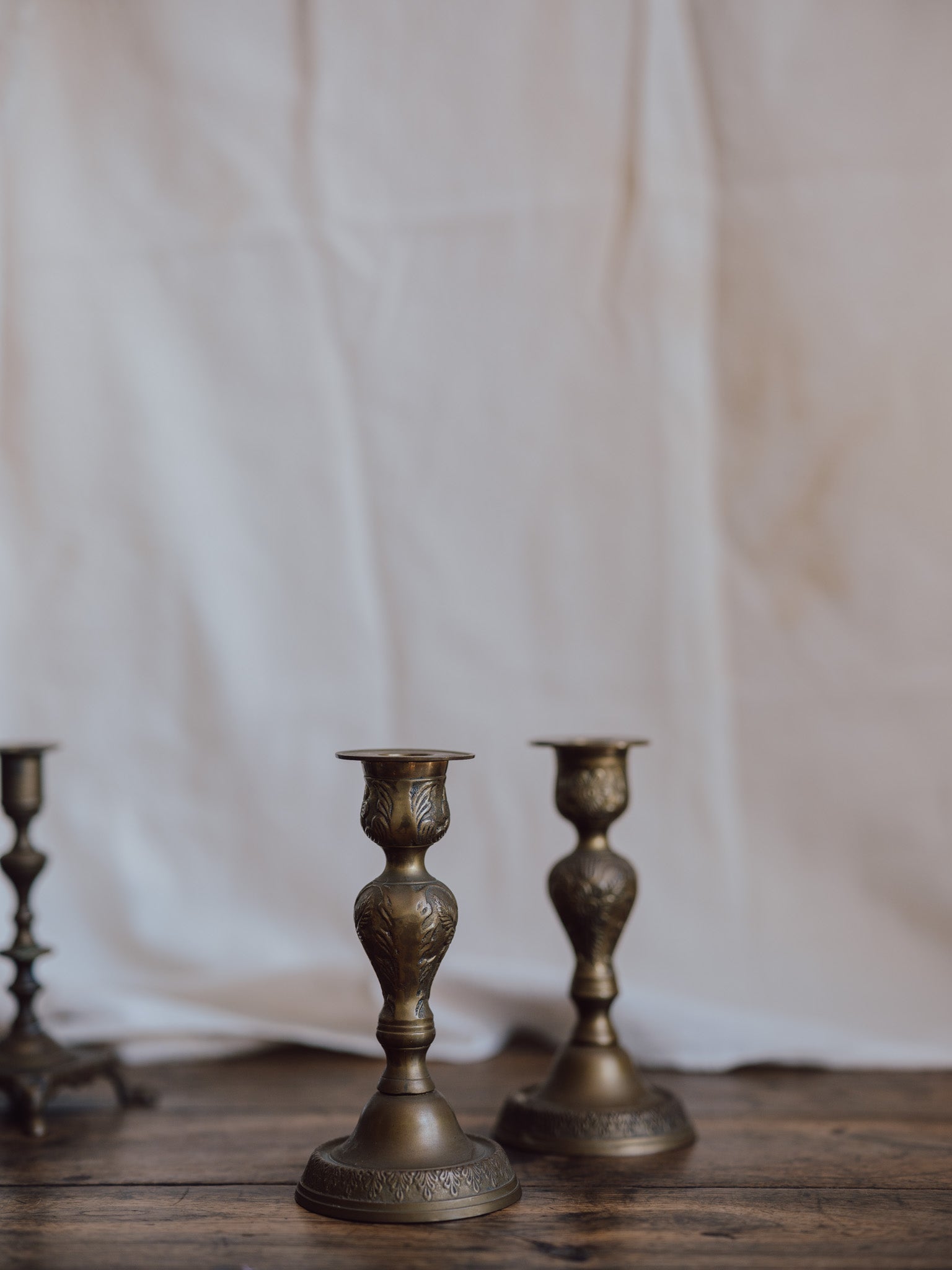 Pair of Solid Brass Candlestick Holders