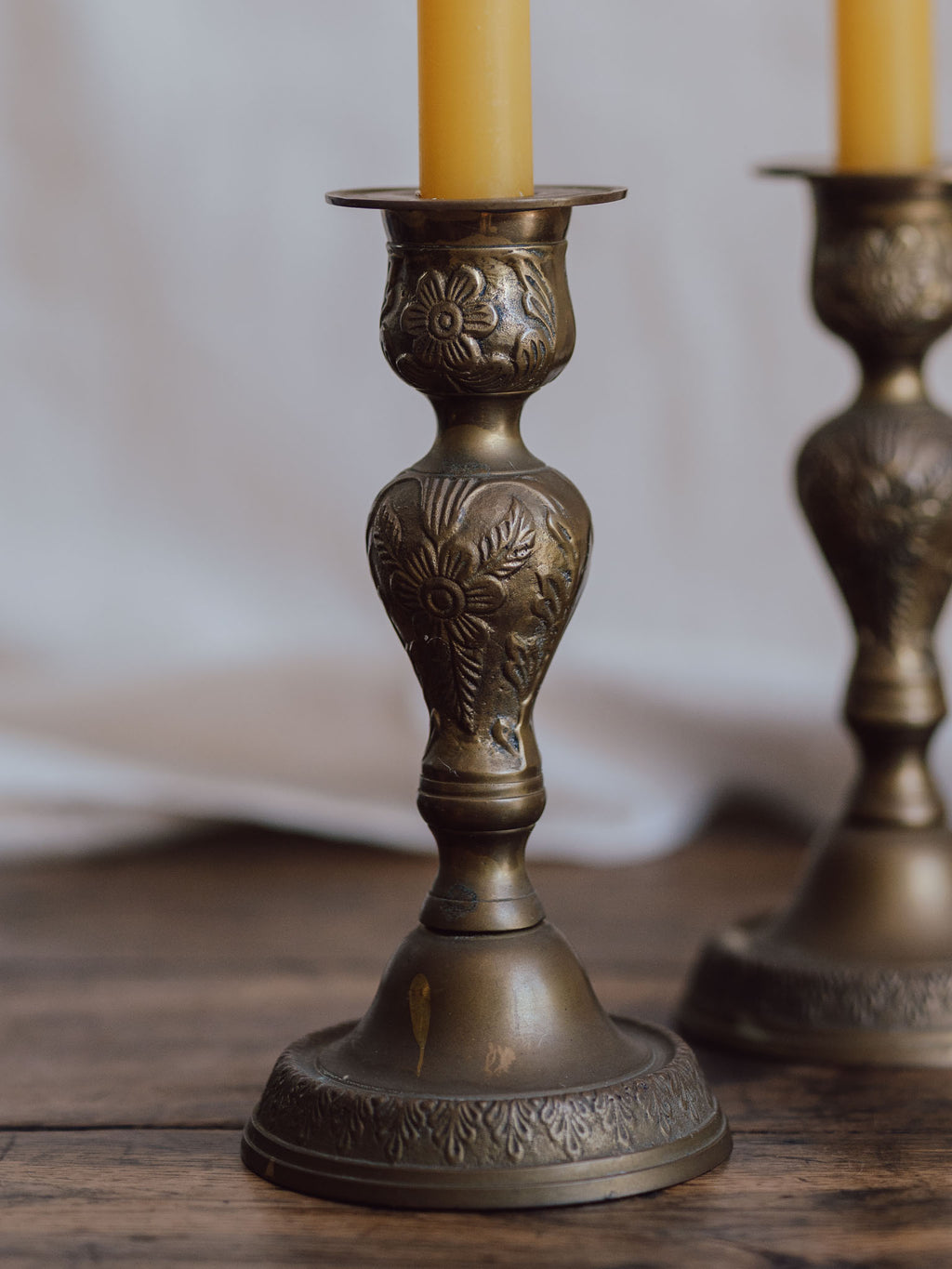 Pair of Solid Brass Candlestick Holders