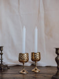 Pair of Vintage Brass Goblet Candlesticks