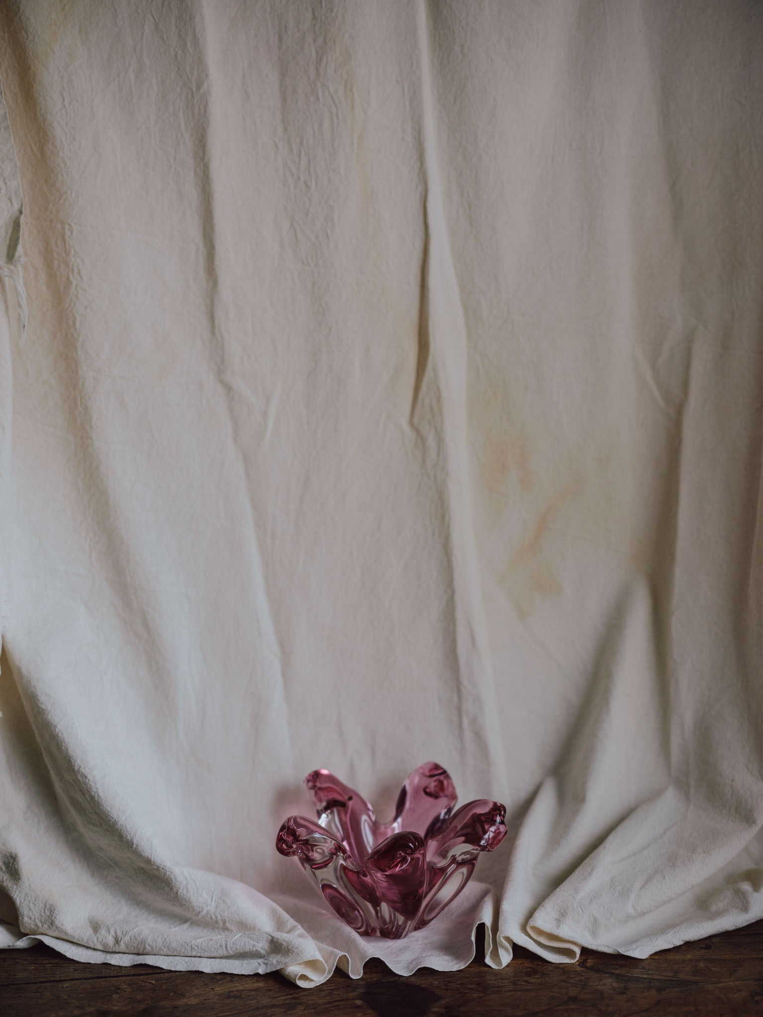 Beautiful Pink Star Bohemia Czech Glass Bowl