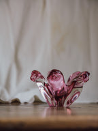 Beautiful Pink Star Bohemia Czech Glass Bowl