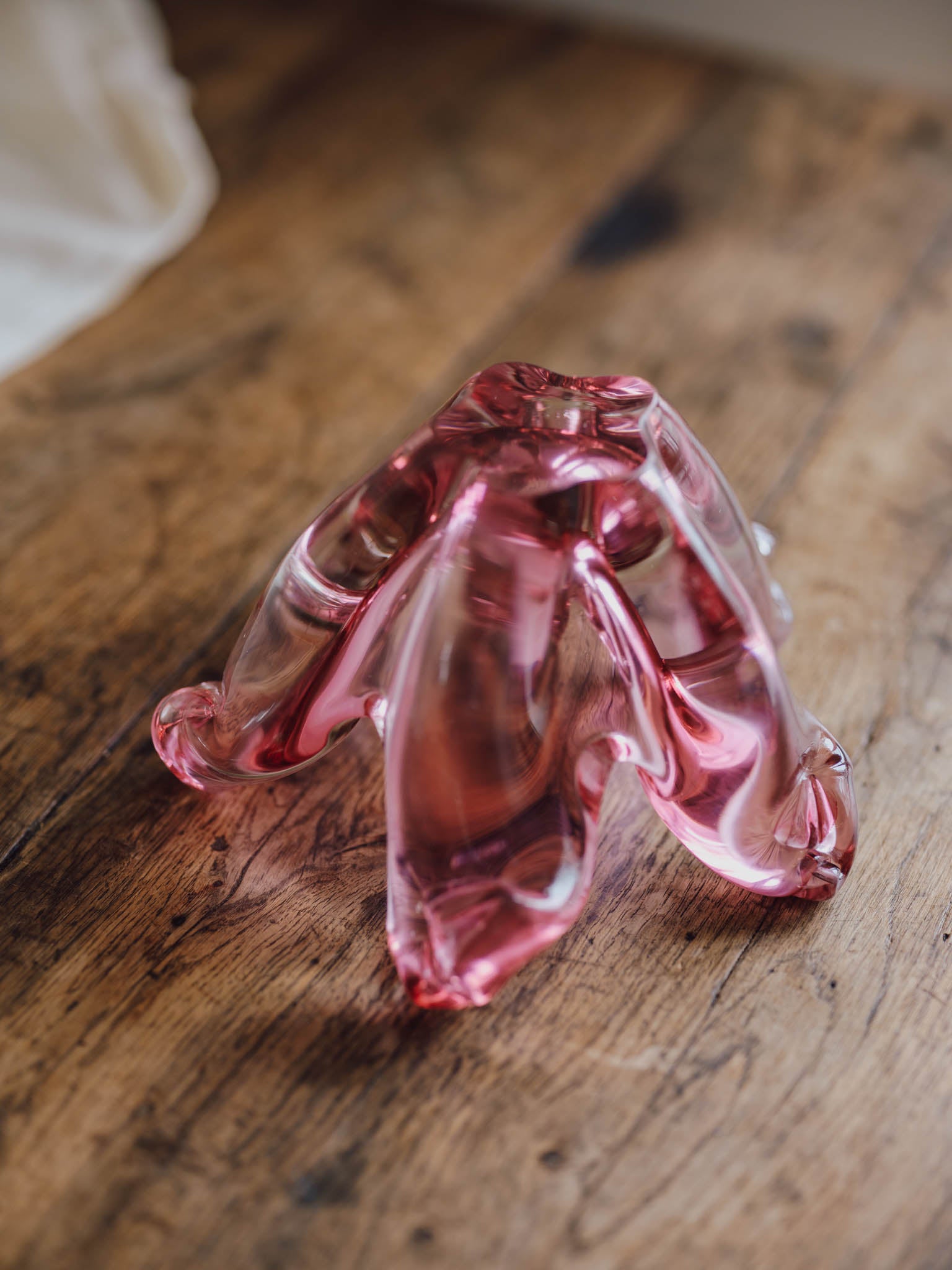 Beautiful Pink Star Bohemia Czech Glass Bowl
