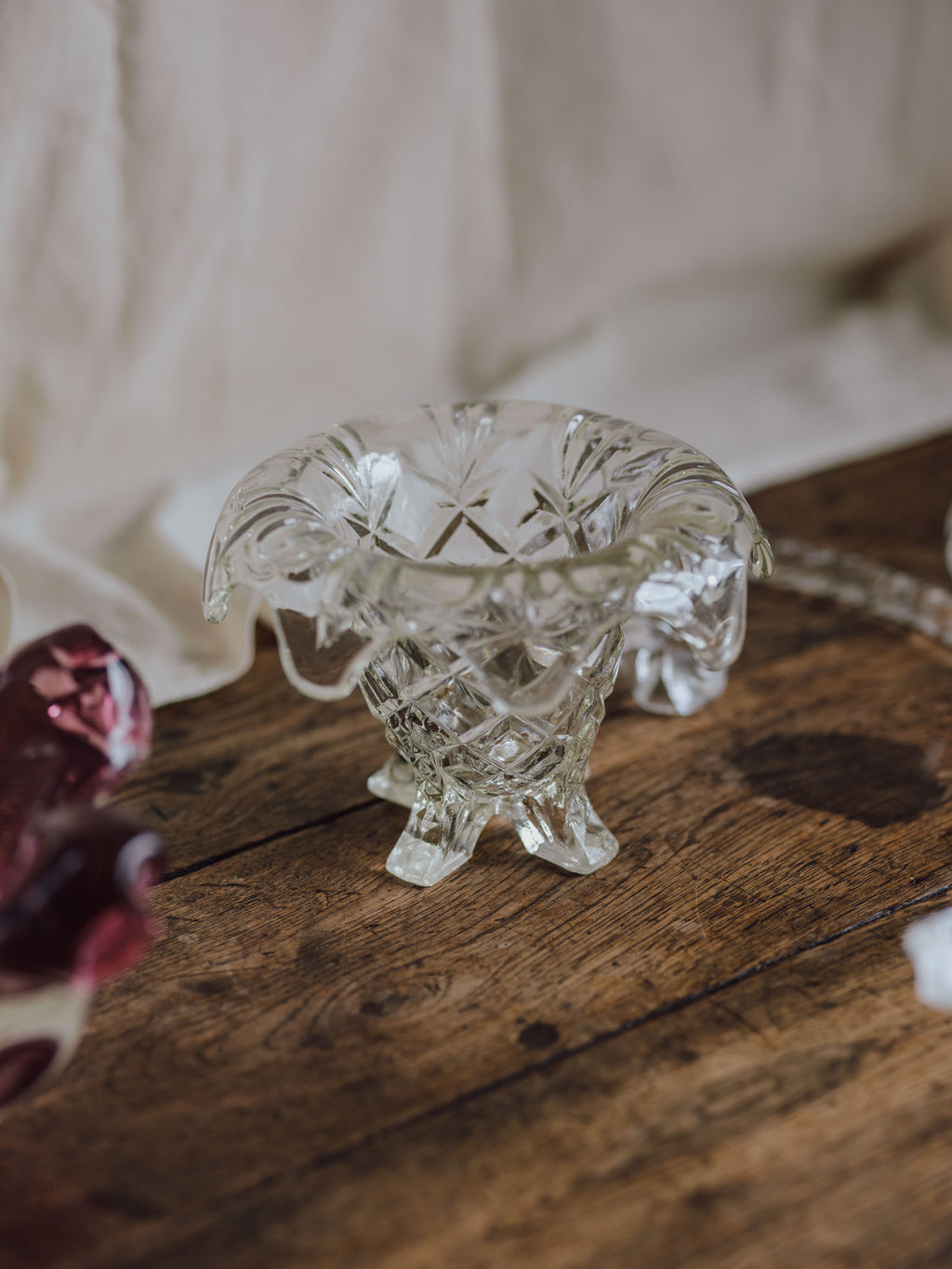 Art Deco Footed Glass Rose Vase