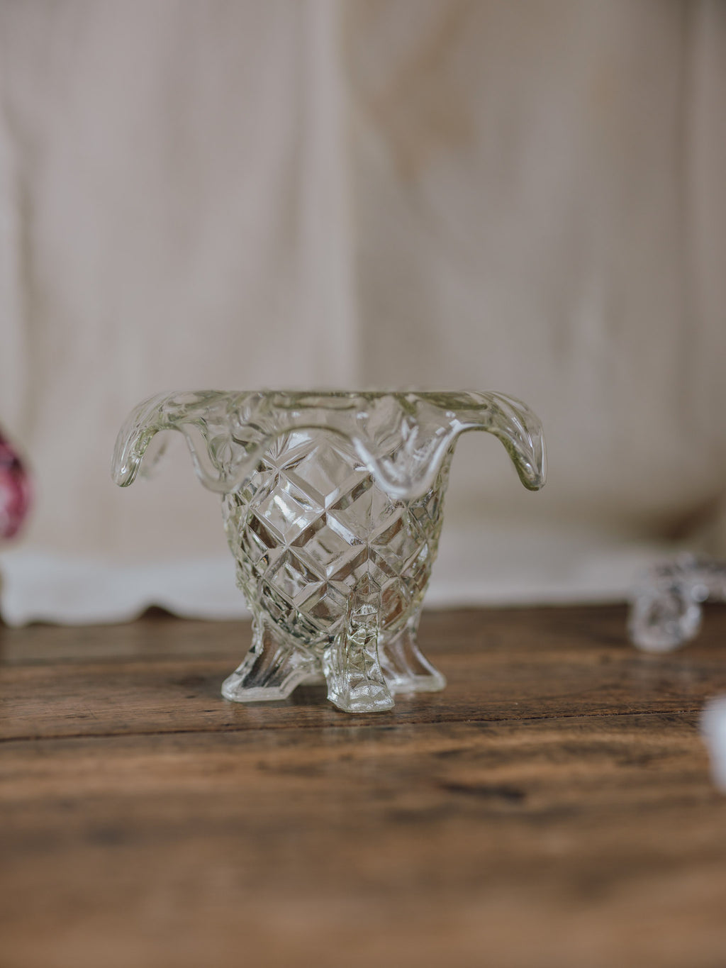 Art Deco Footed Glass Rose Vase