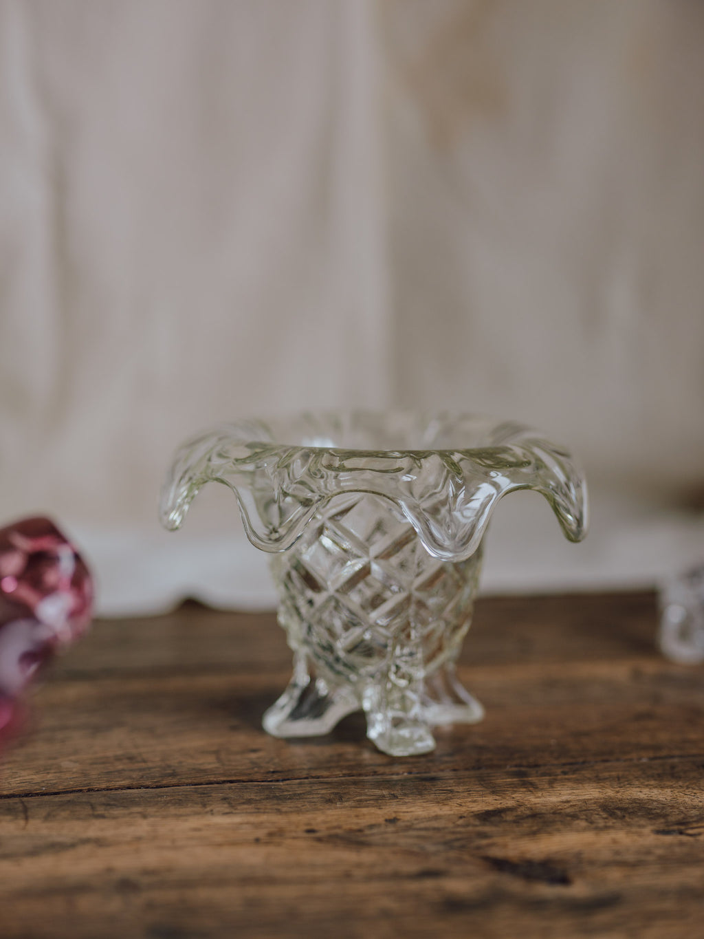 Art Deco Footed Glass Rose Vase