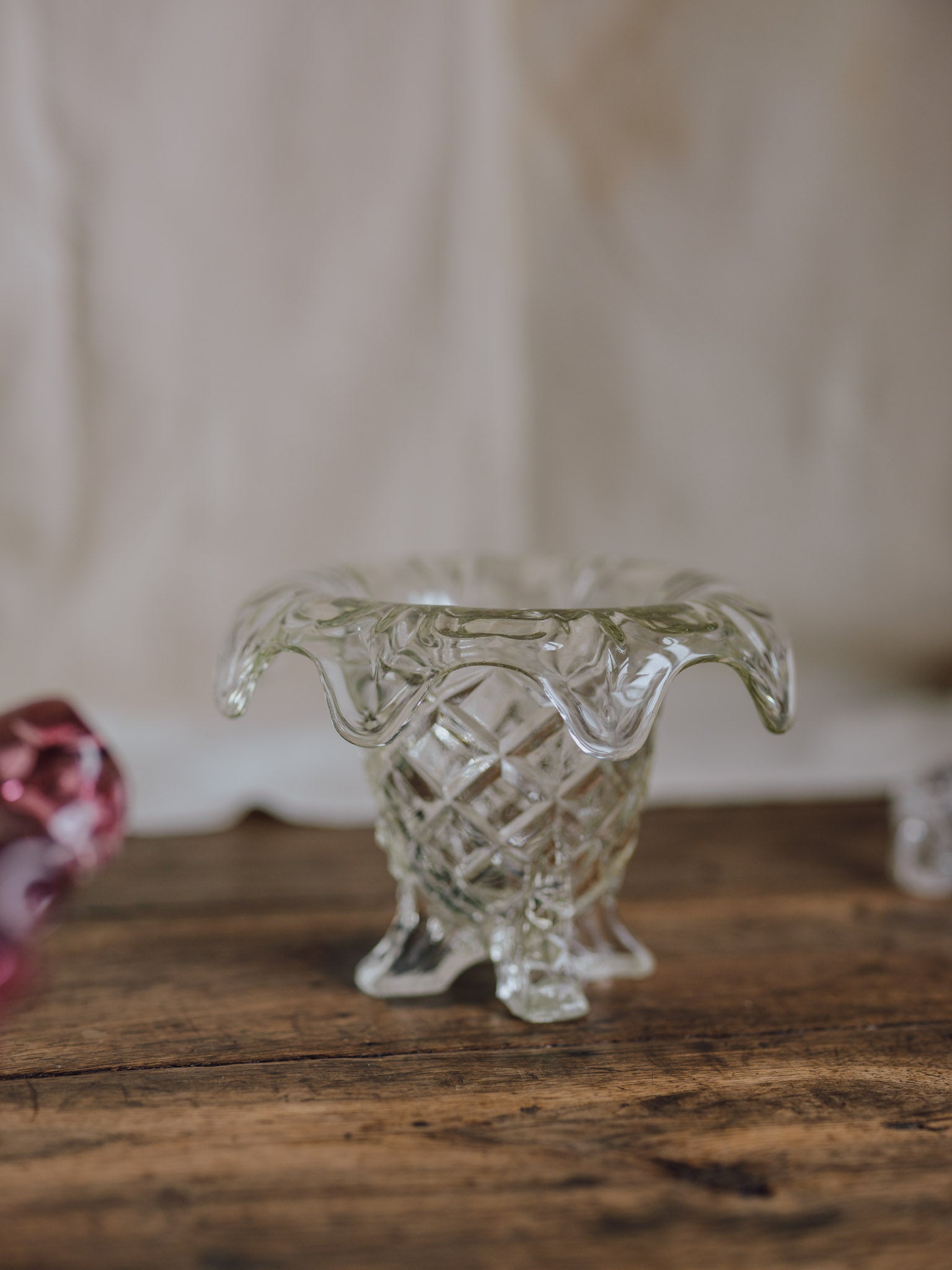 Art Deco Footed Glass Rose Vase