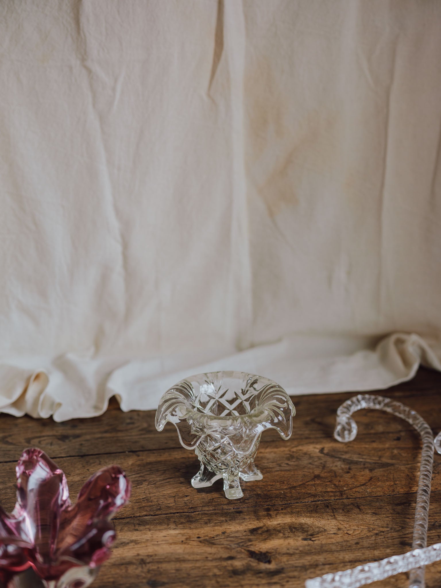 Art Deco Footed Glass Rose Vase