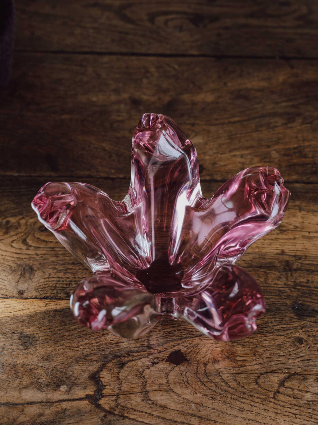 Beautiful Pink Star Bohemia Czech Glass Bowl