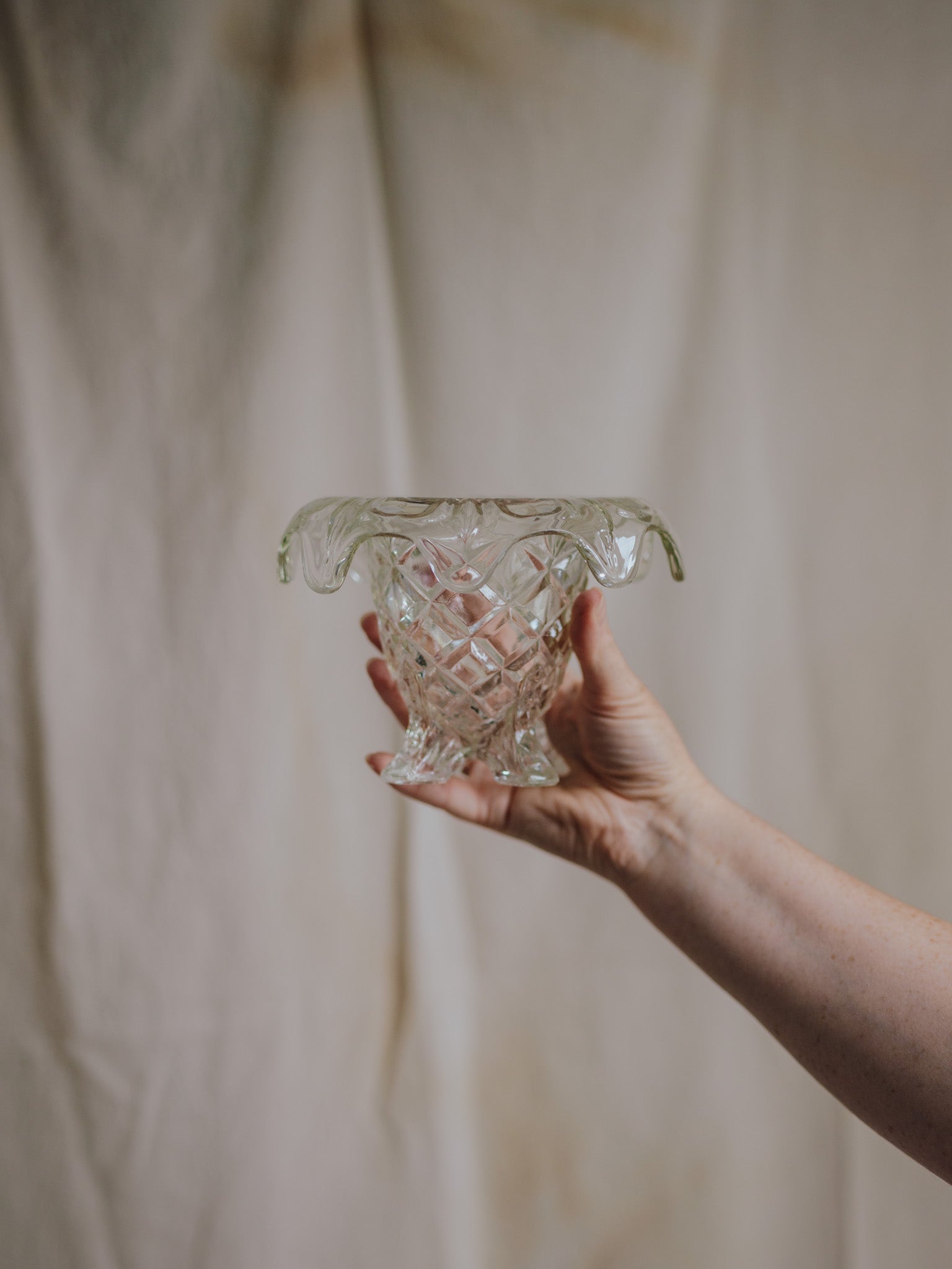 Art Deco Footed Glass Rose Vase