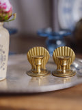 Pair of Petite Brass Scallop Candlestick Holders
