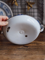 Vintage Enamel Candlestick Holder with Handle