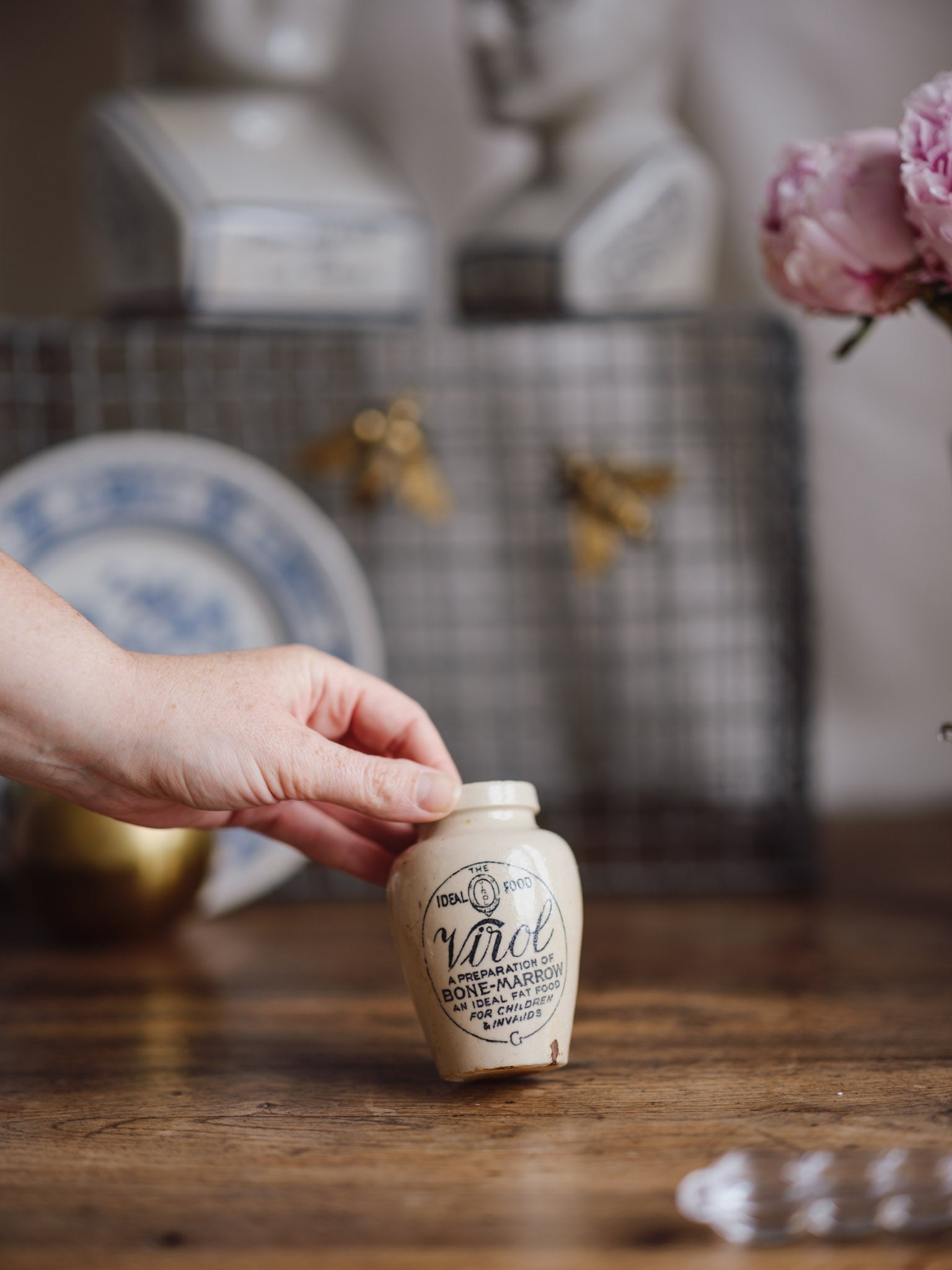 Antique Virol Ironstone Jar - “Preparation of Bone-Marrow”