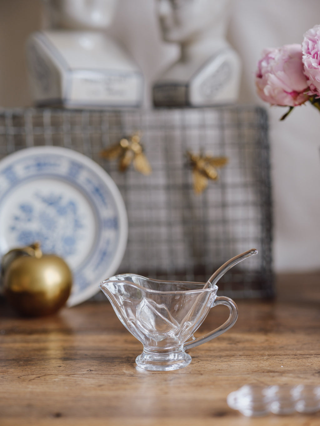 Hand-Blown Glass Sauce Jug and Ladle Set - Krosno Poland