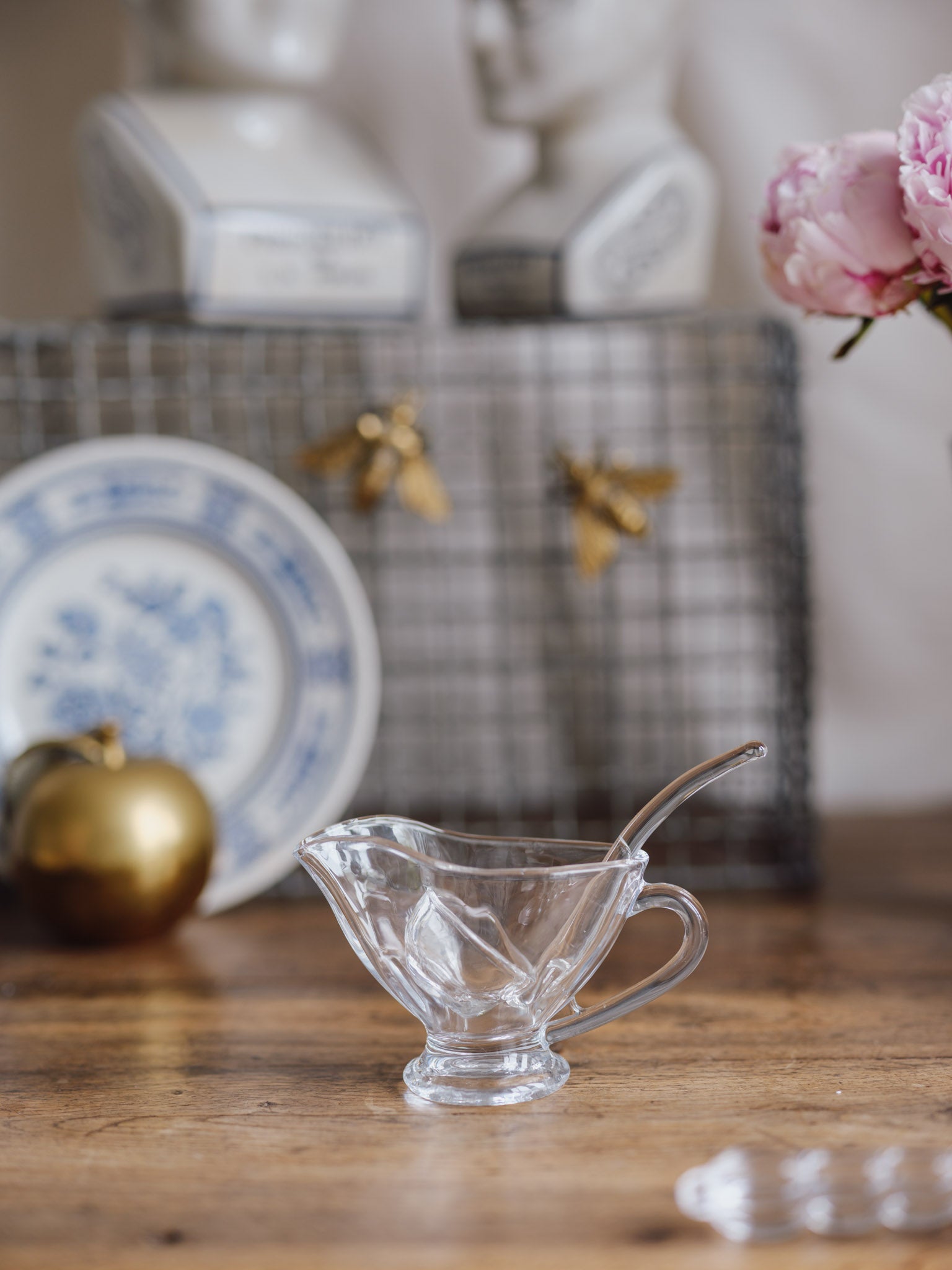 Hand-Blown Glass Sauce Jug and Ladle Set - Krosno Poland