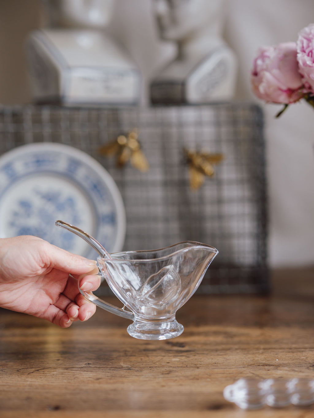Hand-Blown Glass Sauce Jug and Ladle Set - Krosno Poland