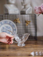 Hand-Blown Glass Sauce Jug and Ladle Set - Krosno Poland