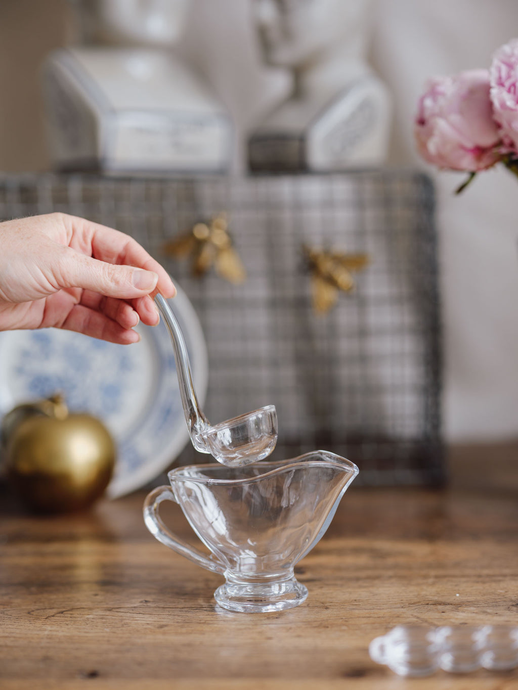 Hand-Blown Glass Sauce Jug and Ladle Set - Krosno Poland