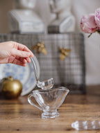 Hand-Blown Glass Sauce Jug and Ladle Set - Krosno Poland