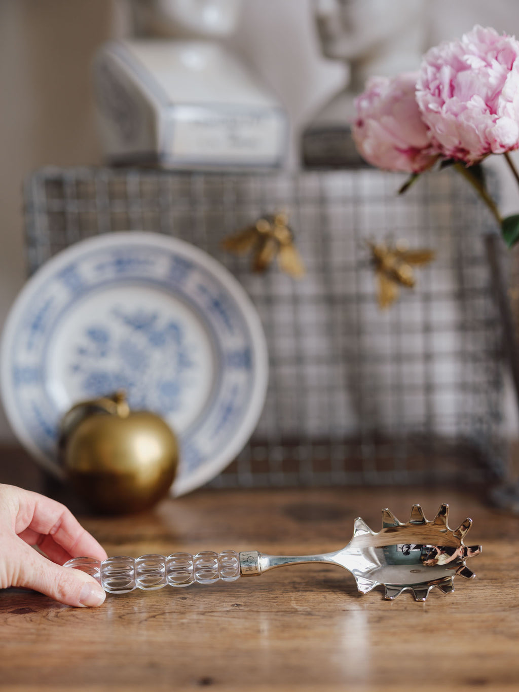 Vintage Crystal & Silver Plated Pasta Server - Mikasa Russo