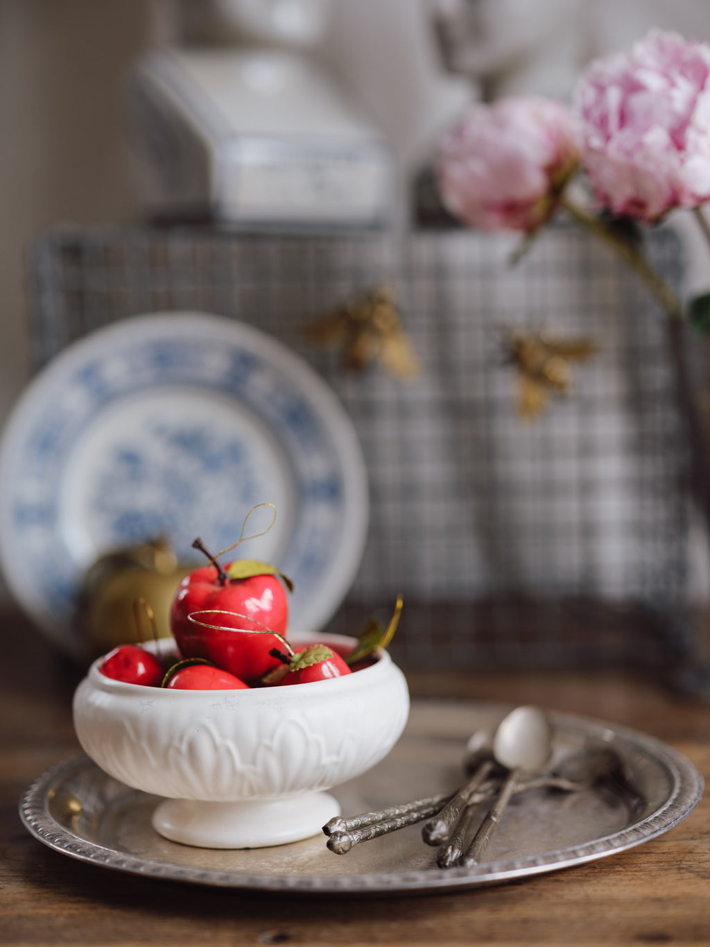 Silver-Plated Tray with Floral Motifs