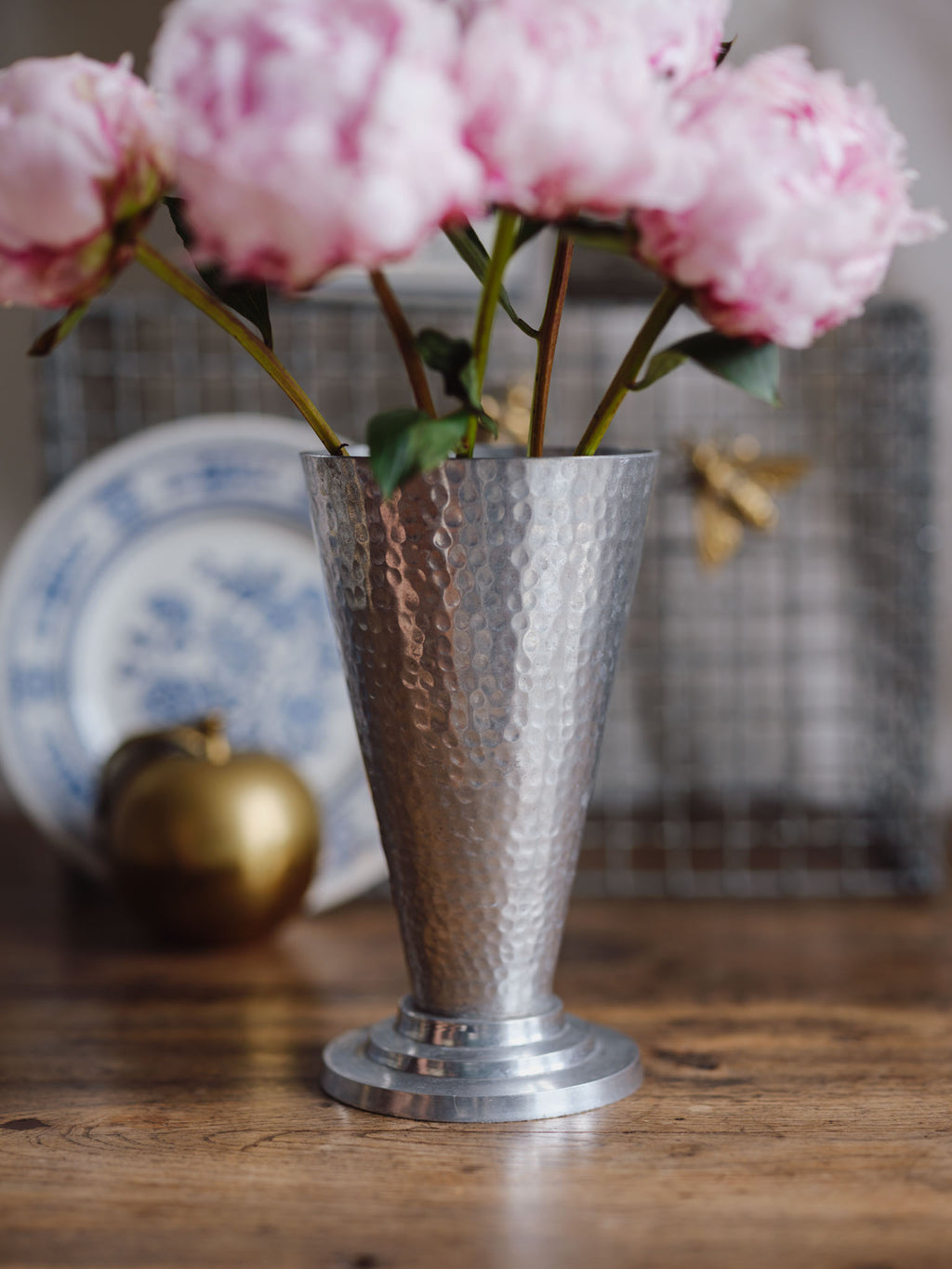 Vintage Aluminium Vase with Glass Insert