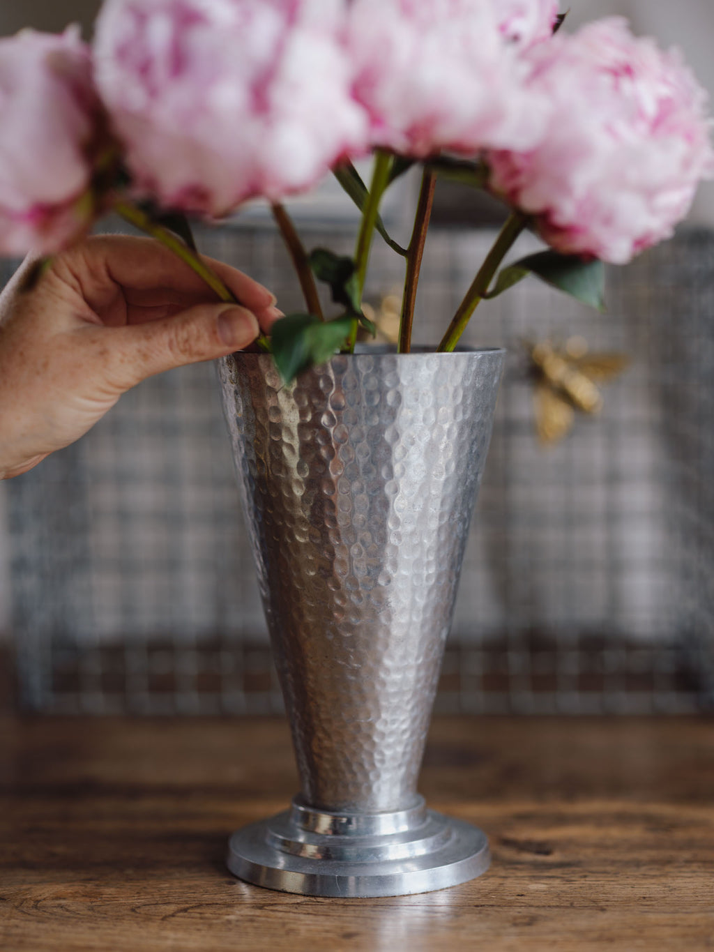 Vintage Aluminium Vase with Glass Insert