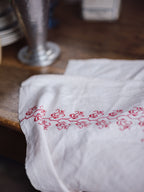 Antique Red Embroidered Fabric Panel