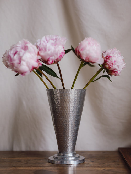 Vintage Aluminium Vase with Glass Insert