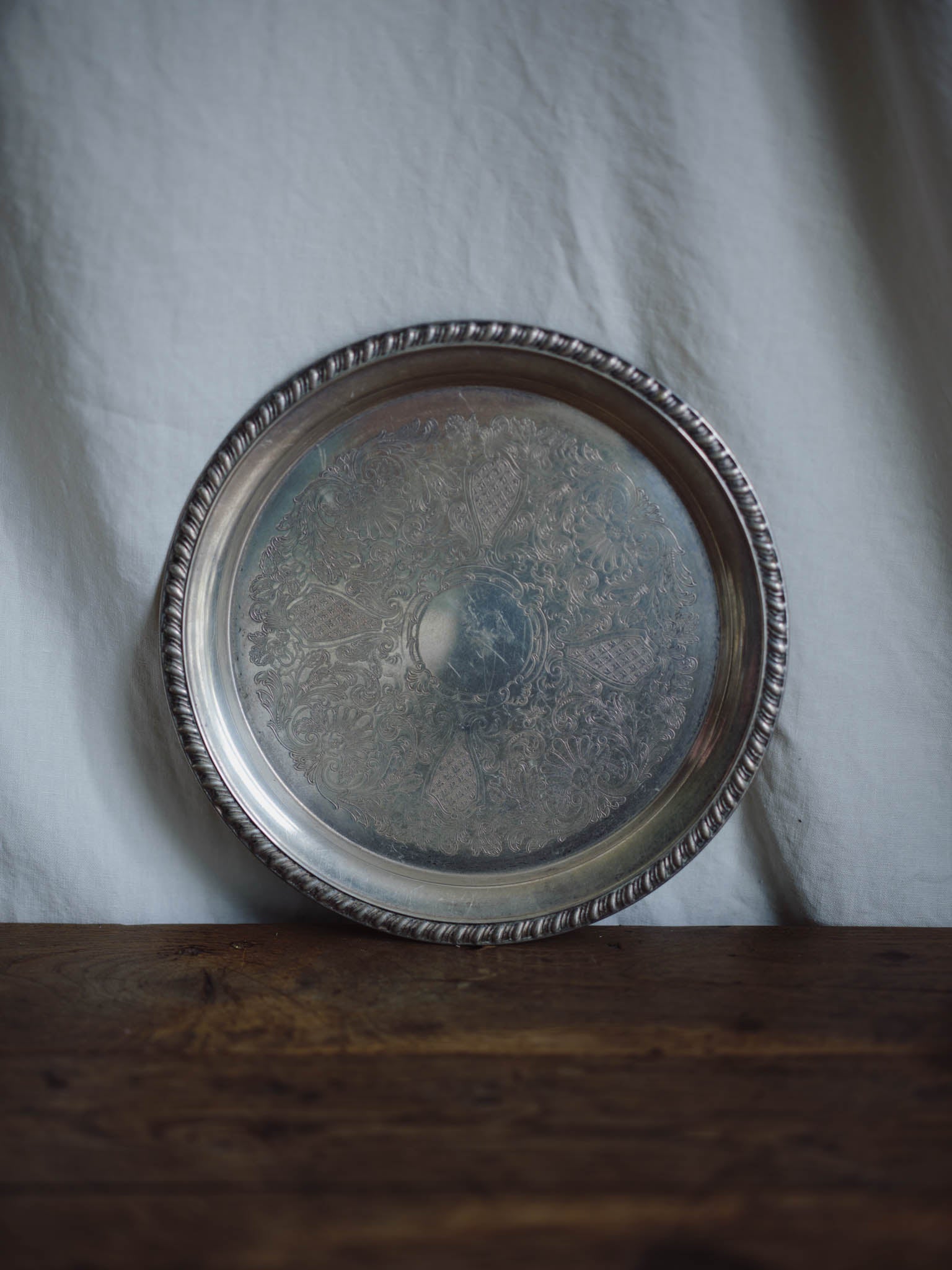 Silver-Plated Tray with Floral Motifs