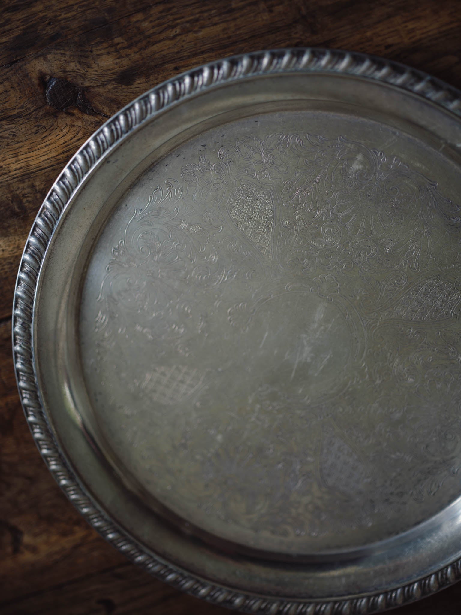 Silver-Plated Tray with Floral Motifs