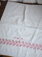 Antique Red Embroidered Fabric Panel