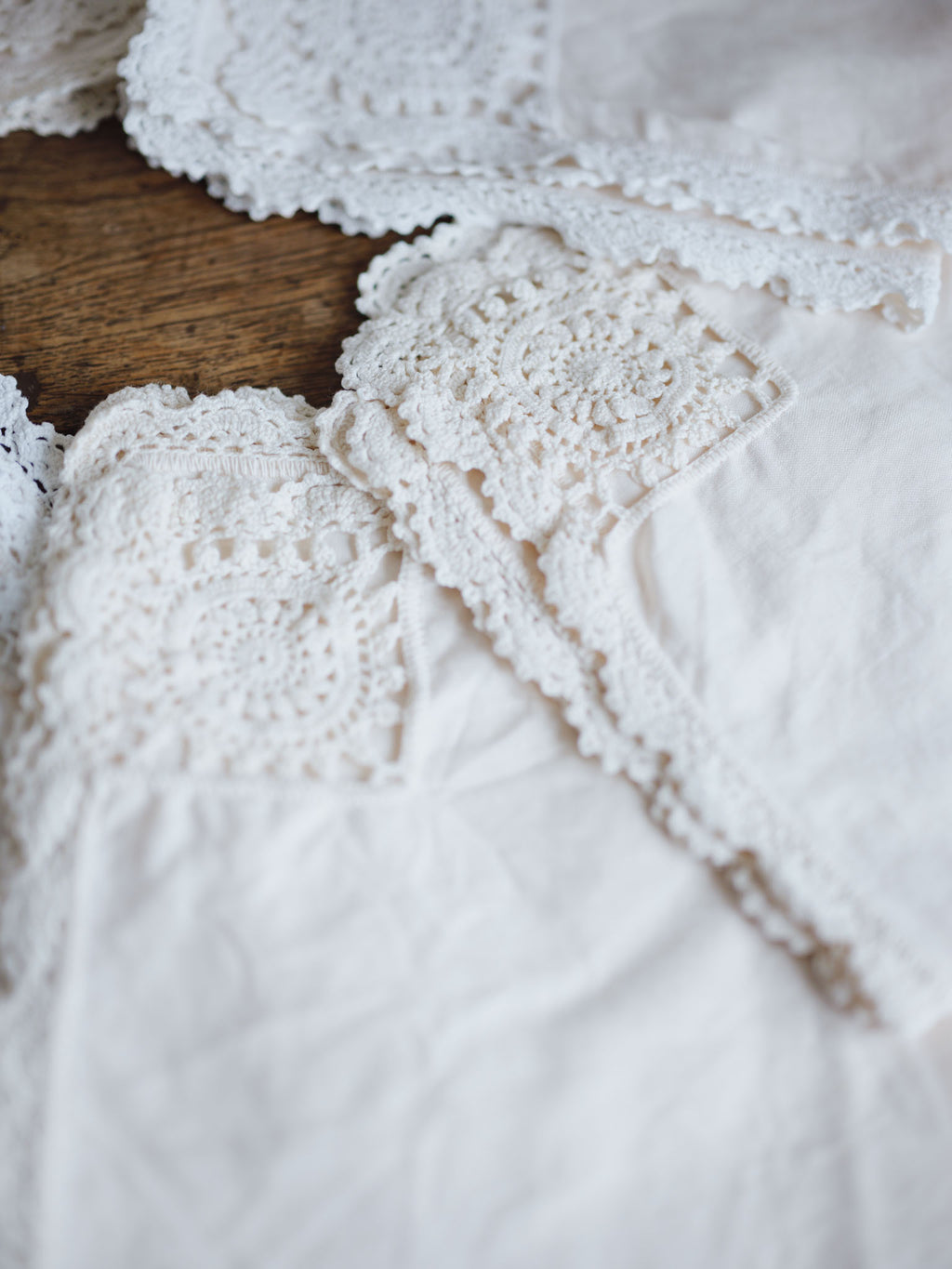 Linen Napkins Set of Six with Crochet Edging