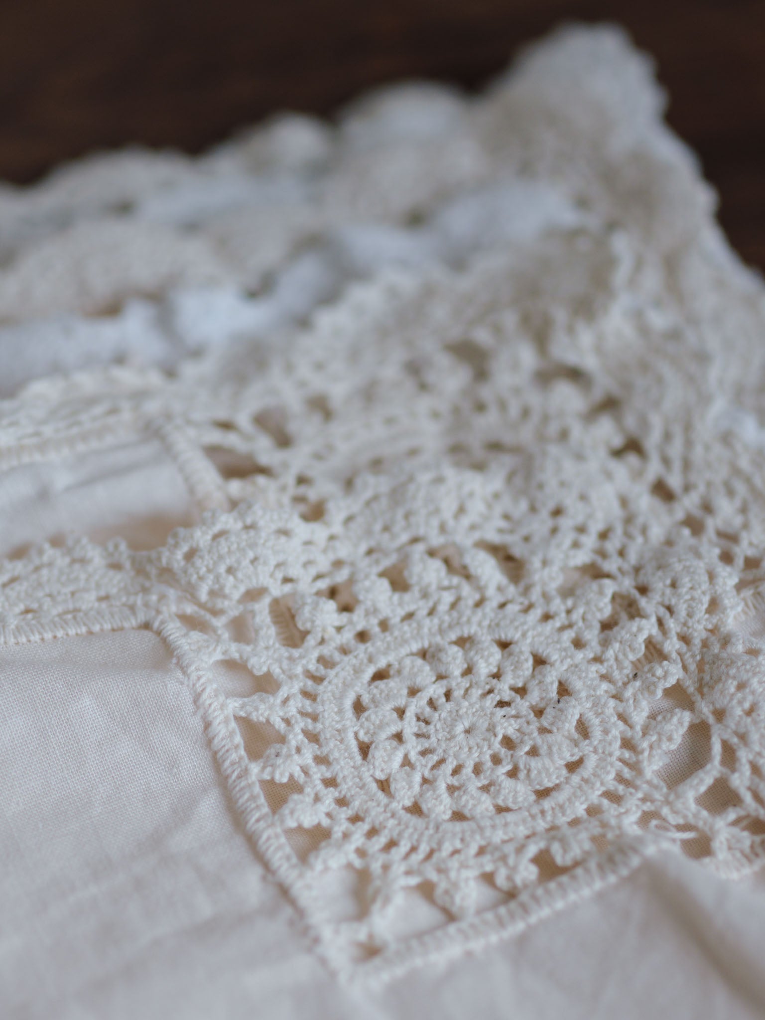 Linen Napkins Set of Six with Crochet Edging