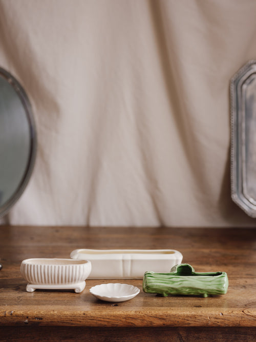 Green T-Shaped Ceramic Log Trough Vase