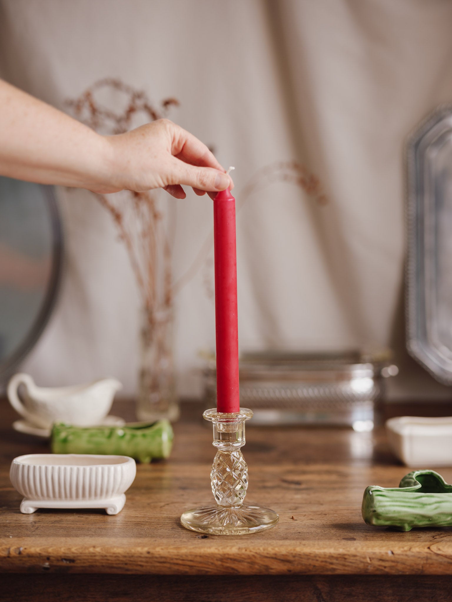 Vintage 1930s Starburst Meteor Crystal Candlestick