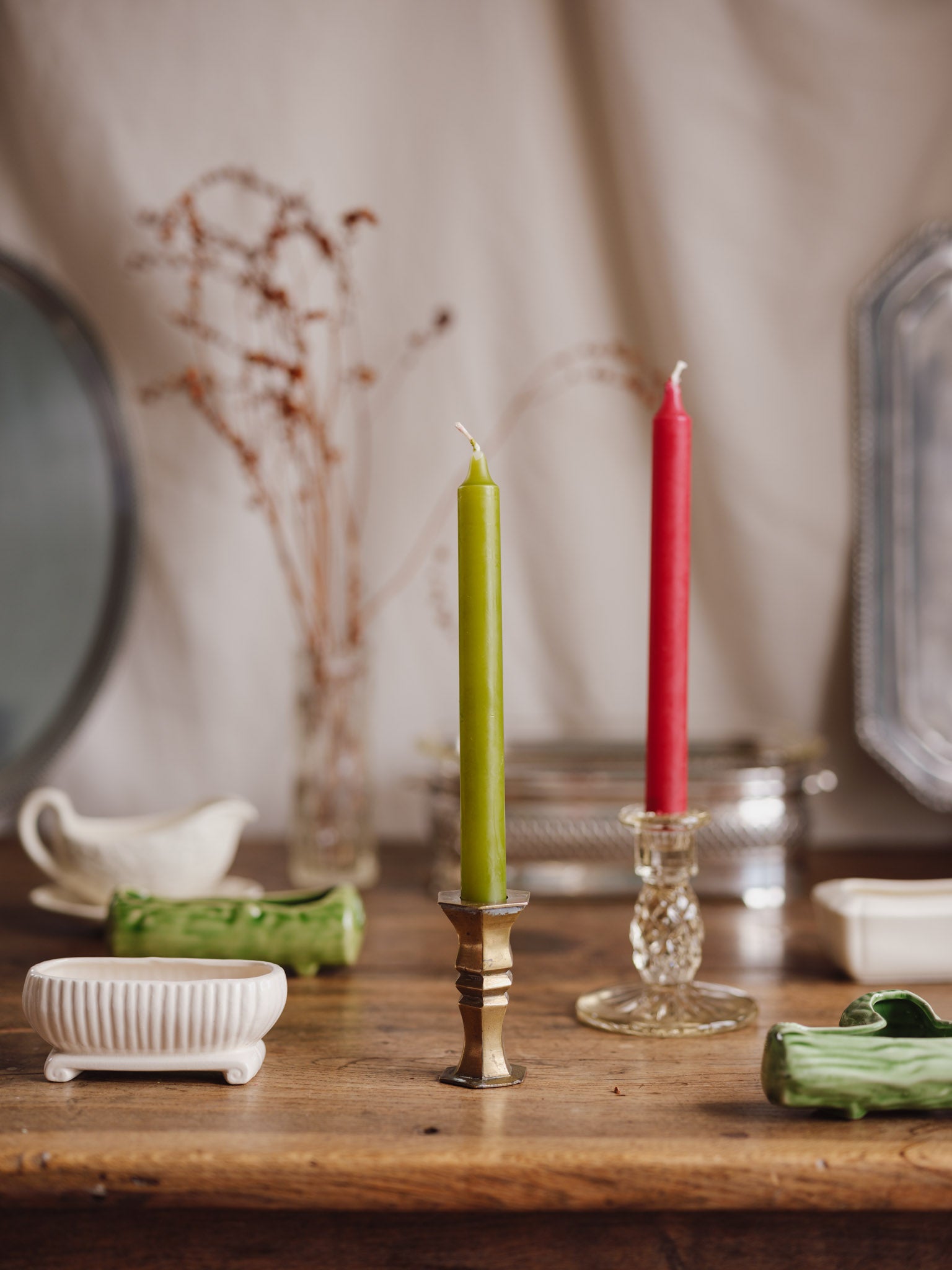 Vintage Hexagonal Brass Candlestick Holder