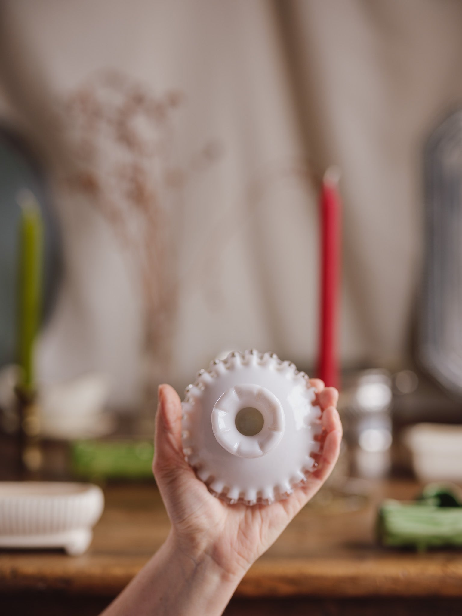 Fenton Silver Crest Milk Glass Candle Holder