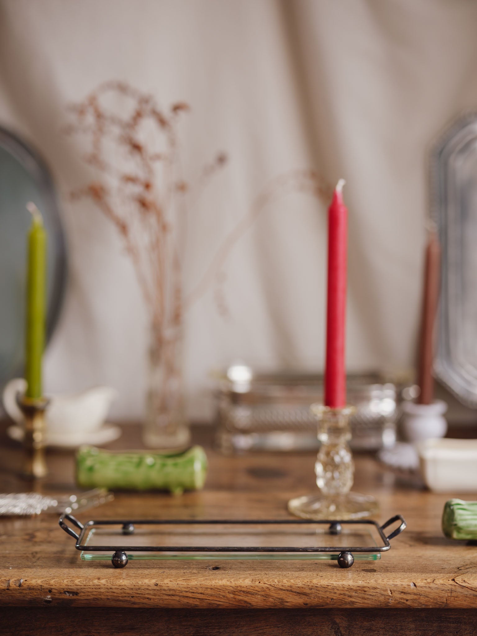 Art Deco Glass & Silvered Metal Tray