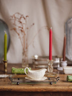 Vintage Off-White Cabbage Leaf Gravy Boat & Saucer