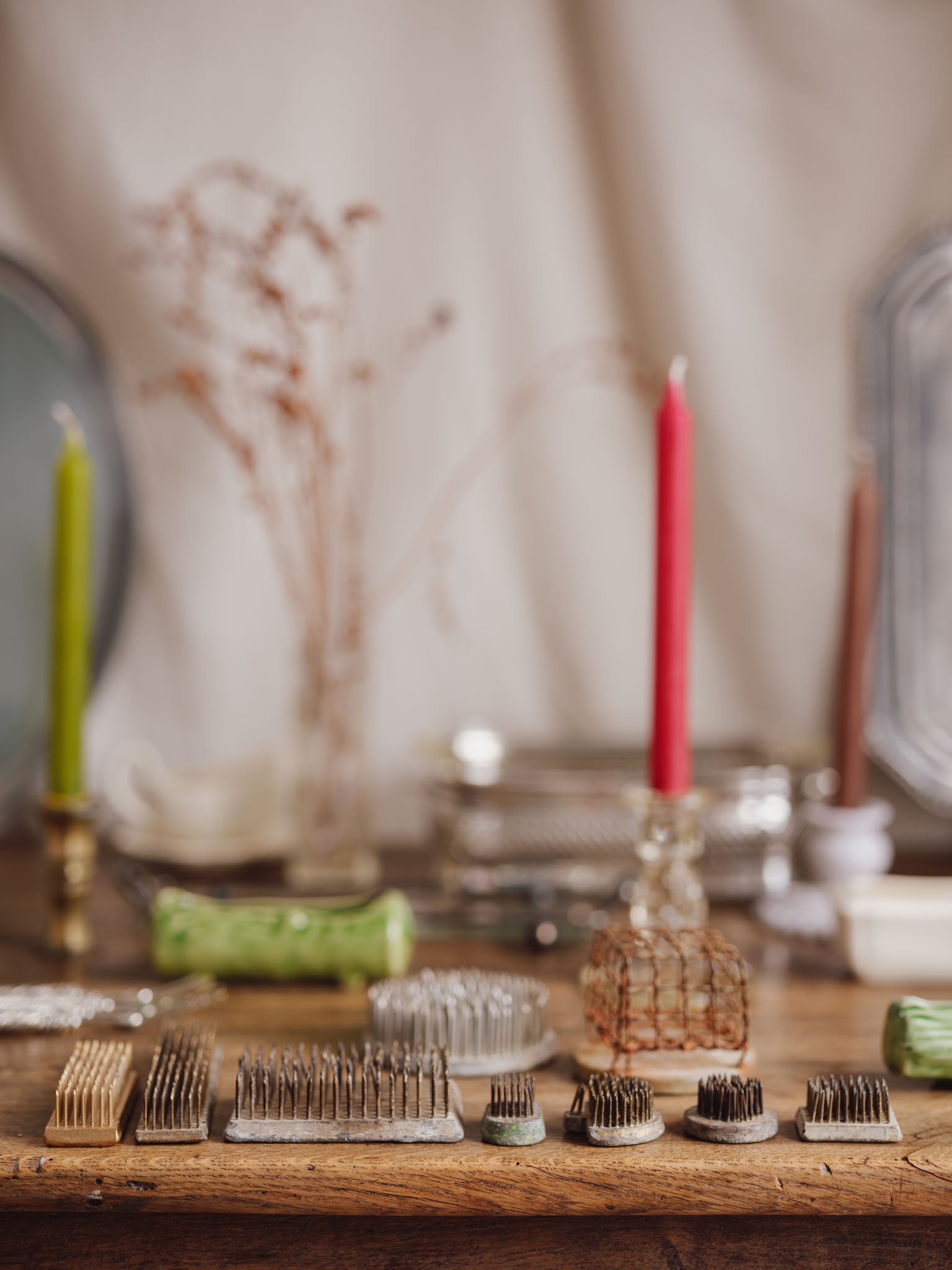 Set of 9 Vintage Metal Flower Frogs