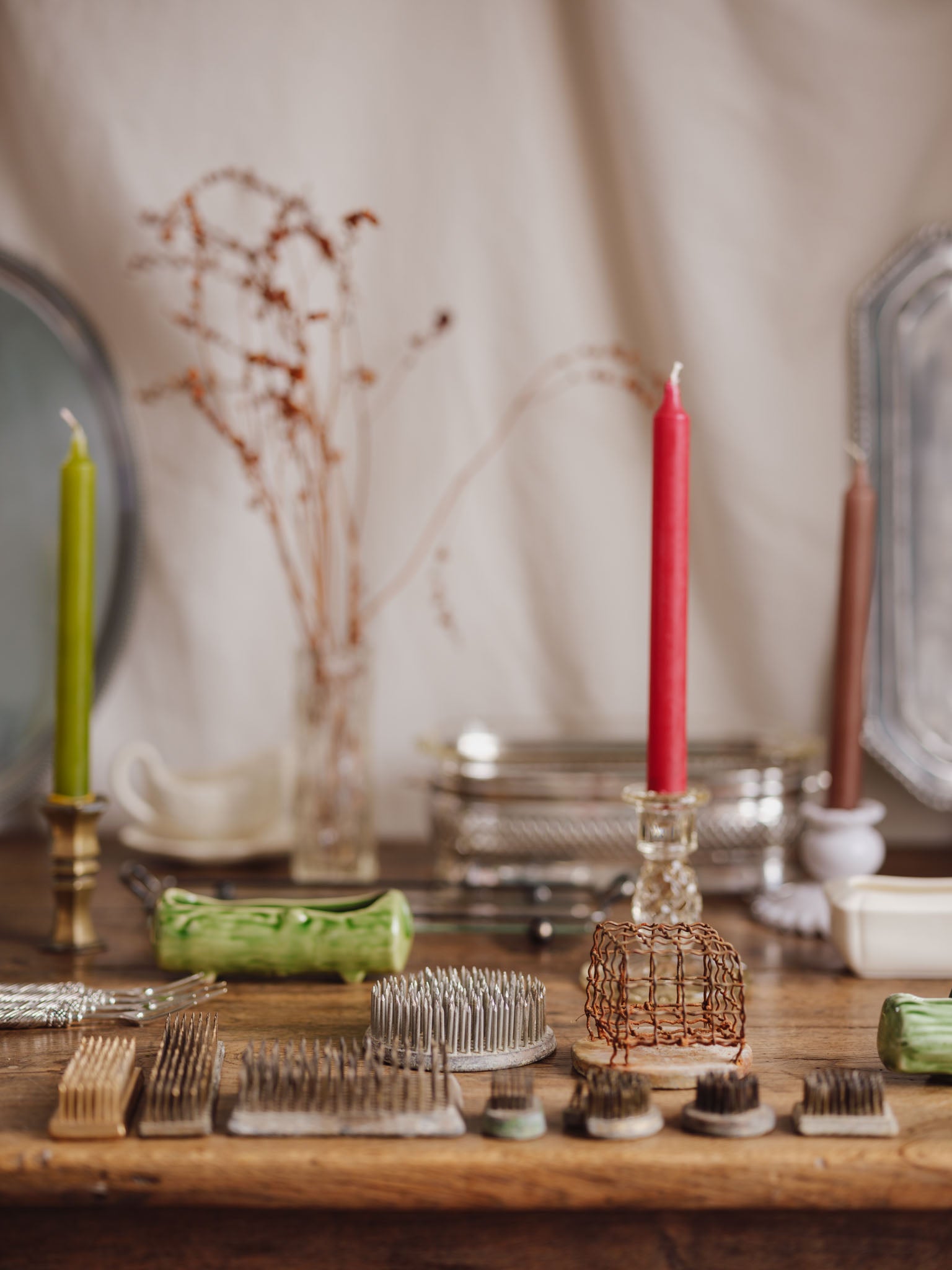 Set of 9 Vintage Metal Flower Frogs