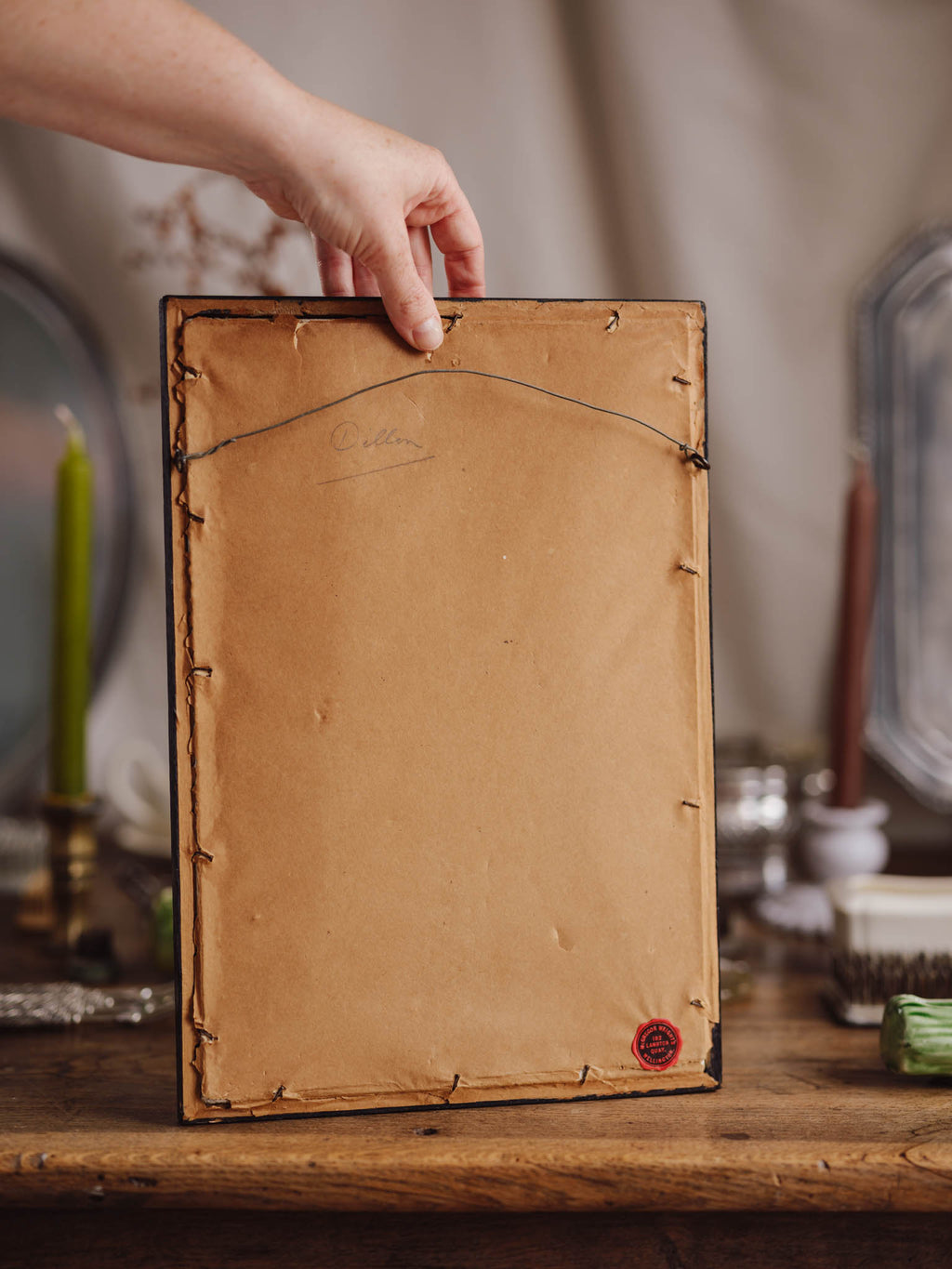Antique Framed Blue & White Plaque (Dated 1890)