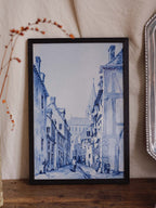 Antique Framed Blue & White Plaque (Dated 1890)